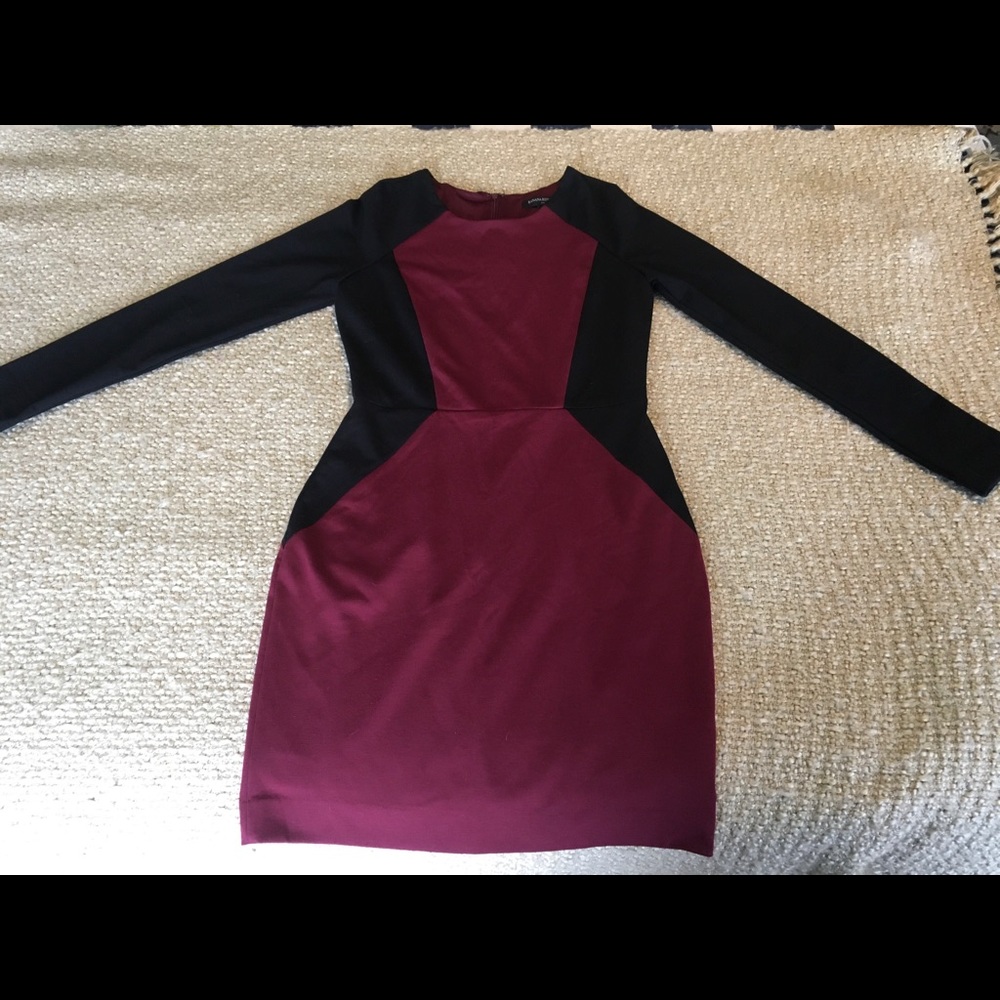 Banana Republic Black & Maroon Bodycon Dress